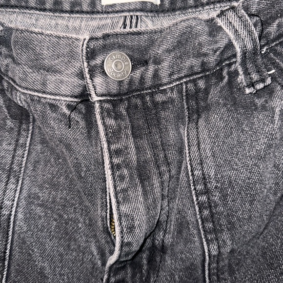 Juniors Cargo Straight Jeans Washed Black Size 5/27 High Waisted - Picture 3 of 7